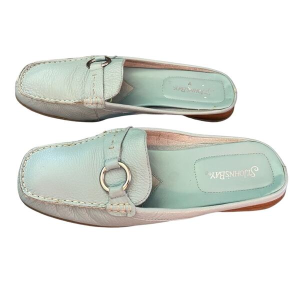St. John’s Bay Blue Leather Flex Form Slip On Mule Slide Size 7 - Picture 2 of 8